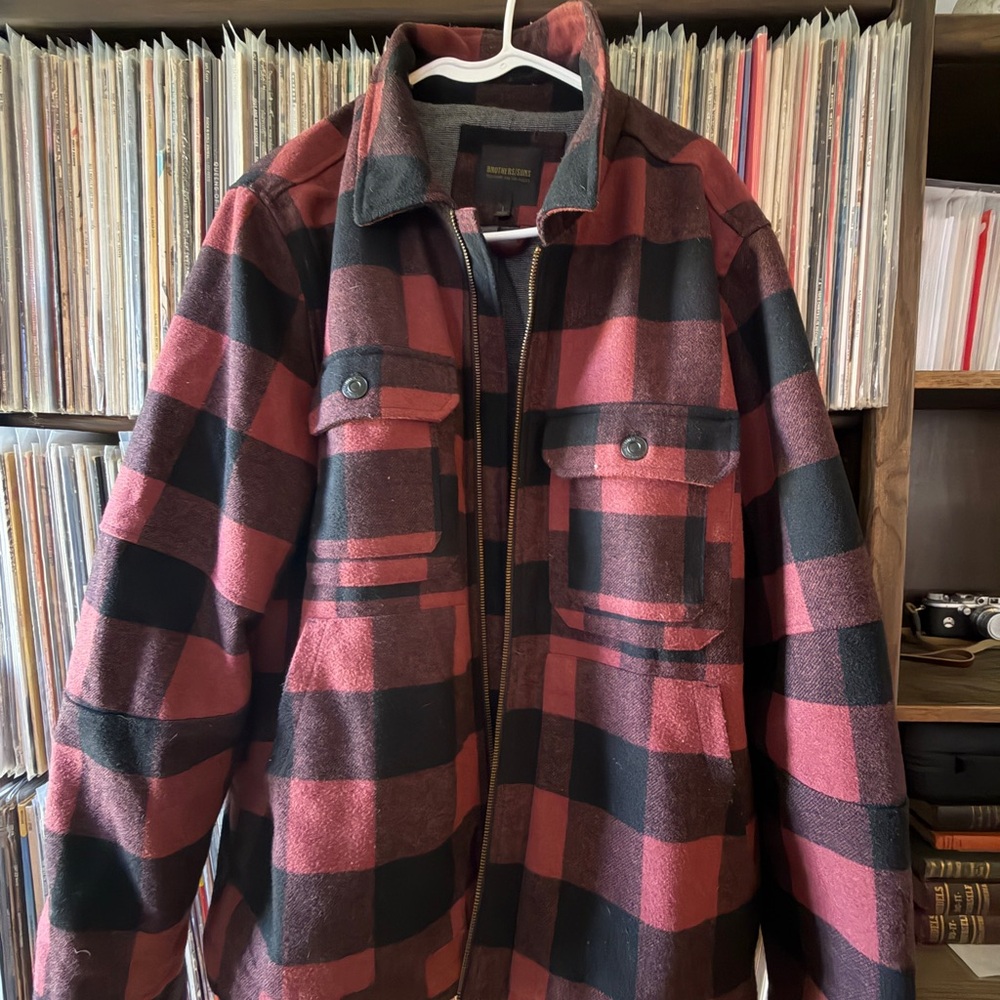 Brother Red and Black Plaid Shirt Jacket